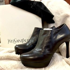 YSL Chocolate Black Booties sz 37.5